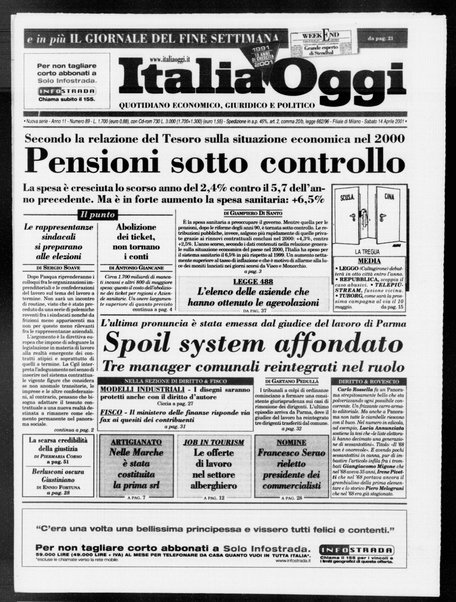 Italia oggi : quotidiano di economia finanza e politica